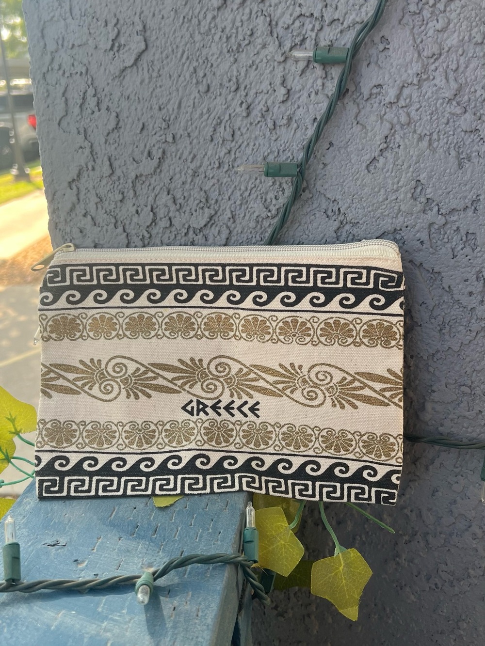Greece Beige & Black Decorative Zip Pouch